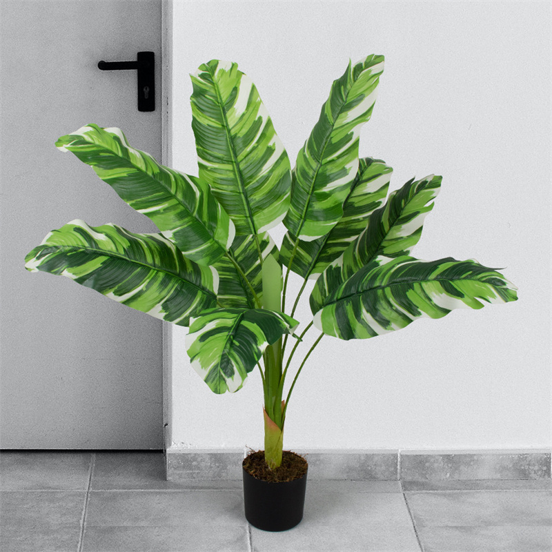 Green Velvet Leaves Ground Pot Simulation Tree Plant Pot Medium Fake Bonsai Home Decoration Artificial Tree