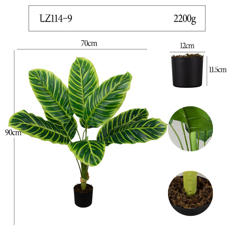 Green Velvet Leaves Ground Pot Simulation Tree Plant Pot Medium Fake Bonsai Home Decoration Artificial Tree