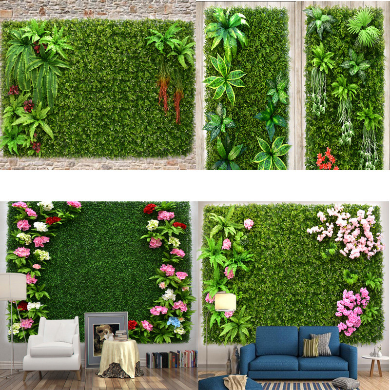 Custom Simulation Lawn Wall Background Decoration Indoor And Outdoor Artificial Turf Eucalyptus Fittings False Green Plant