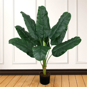 Green Velvet Leaves Ground Pot Simulation Tree Plant Pot Medium Fake Bonsai Home Decoration Artificial Tree