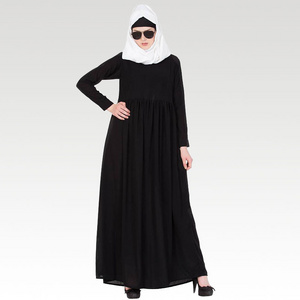 Dubai black stitched islamic women dress pakistan cascading chiffon muslim long sleeve maxi abaya