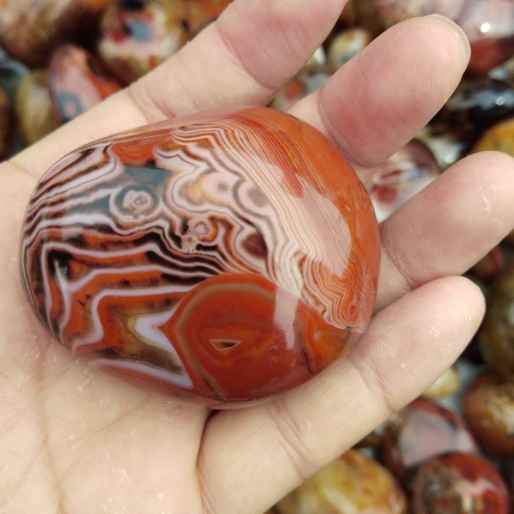 wholesale highly polished crystals healing stones natural red sardonyx agate palm stone