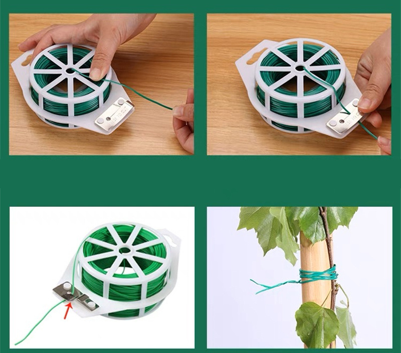 Plant Ties For Vines Garden Wire With Cutter Plastic Coated Wire And Green Rubber Soft Twist Garden Ties