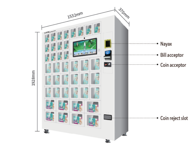 18.5 inch touchscreen 42 doors cabinet vending machine, beer and red wine unmanned intelligent vending machine