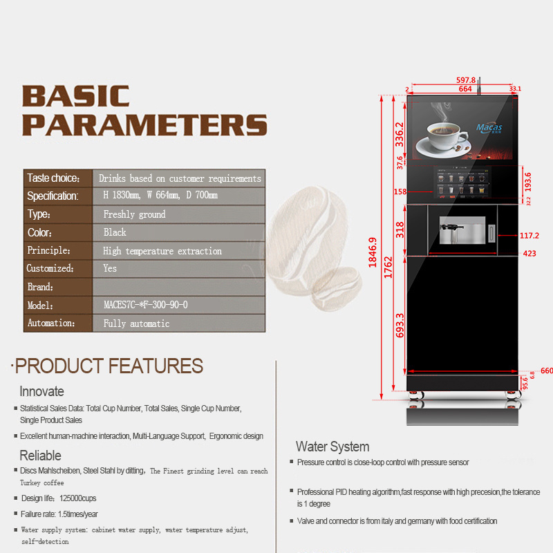 Factory price automatic espresso machine self service coffee vending machine