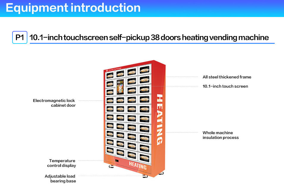 breakfast lunch box hot beverage heated vending machine 10.1 touch screen bakery coin vending machine