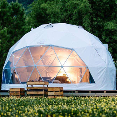 Custom Round Glamping Lowest Price Soundproof Circular Mini Luxury Globe Hotel Half Sphere Dome Tent With Stove Bathroom Outdoor