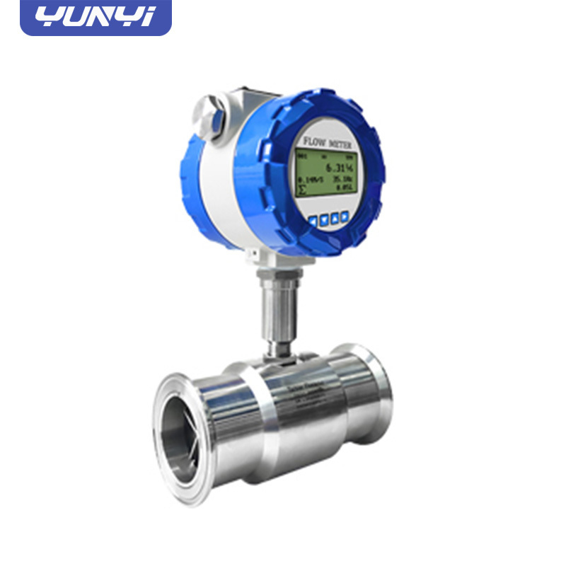 Yunyi flow transmitter Stainless steel chemical distilled gin sanitary RS485 food industry turbine flow meter