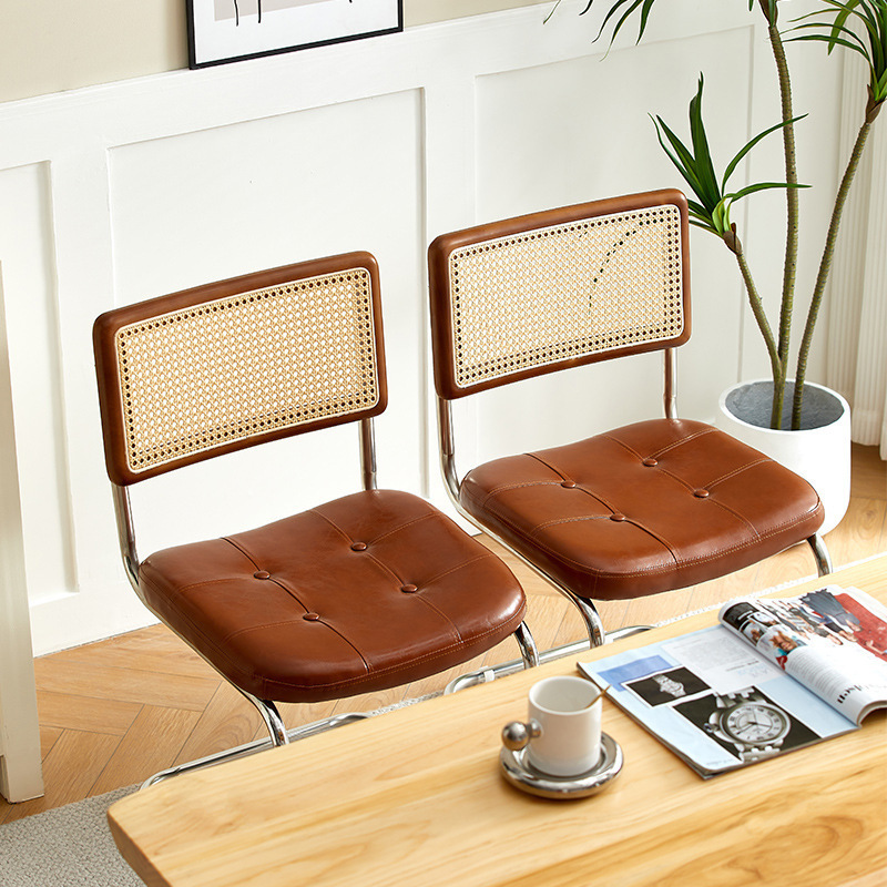 Home Furniture Marcel Breuer Cesca Cadeiras Black Natural Rattan Cantilever Dining Room Chairs With Arms