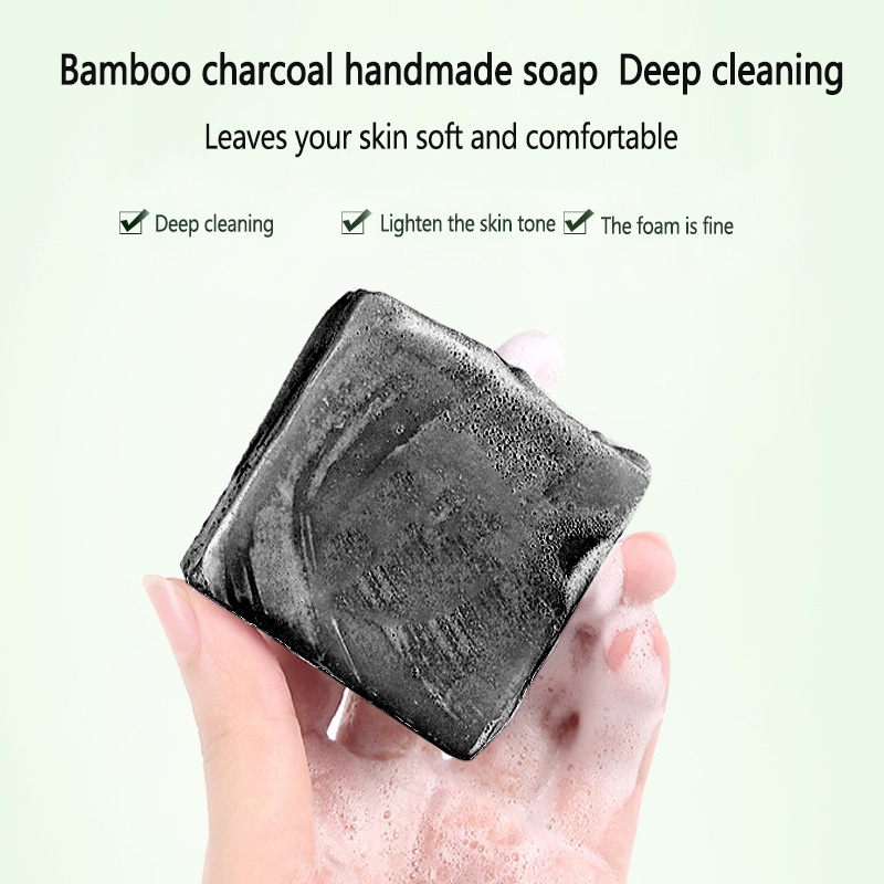 Cleaning exfoliating bamboo charcoal soap black best face soap for pigmentation dark spots hair glycerin soap base african black