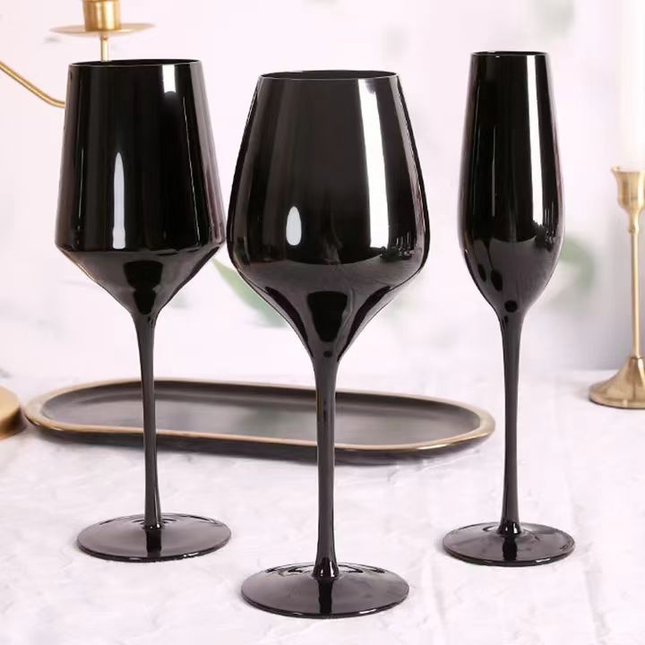 black wine goblet high stem red wine glass champagne flutes for wedding party Flutes Cups For Party Wedding