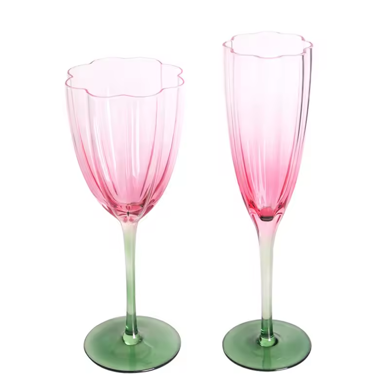 Vacuum Pink Cyristal 750mls 35oz Champagne Glass Globet Ware Bulk Stemless Round Shaped Pink Red Wine Glass for Sublimation