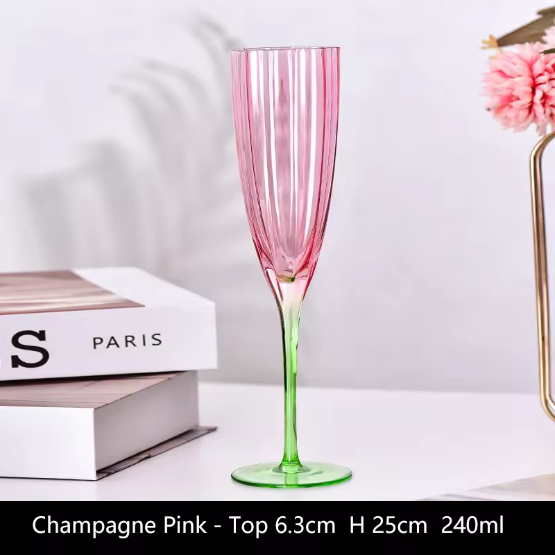 Vacuum Pink Cyristal 750mls 35oz Champagne Glass Globet Ware Bulk Stemless Round Shaped Pink Red Wine Glass for Sublimation