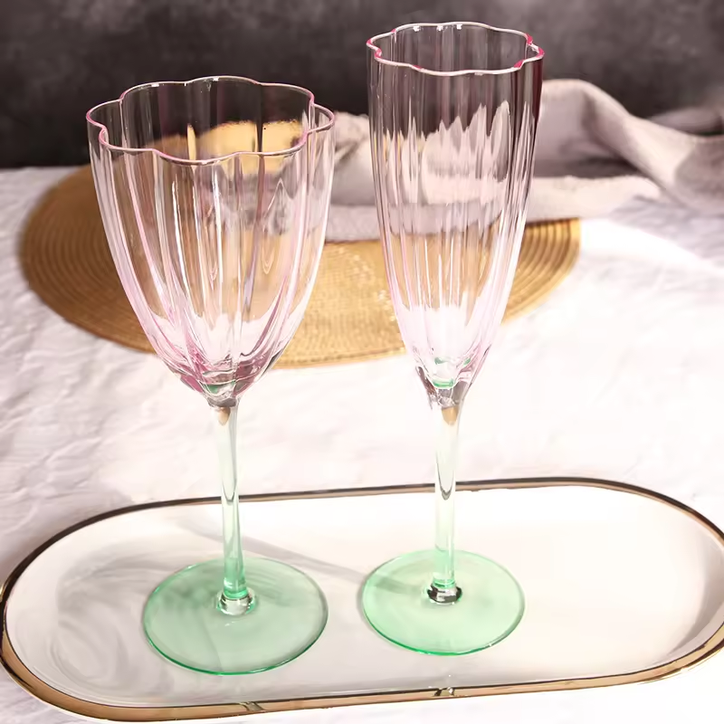 Vacuum Pink Cyristal 750mls 35oz Champagne Glass Globet Ware Bulk Stemless Round Shaped Pink Red Wine Glass for Sublimation