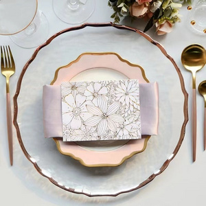 Hot Sale 13 inch Silver Decorative Reef Diamond Mirror Rose Gold Navy Glass Charger Plates Gold Rim Wedding Glass Charger Plates