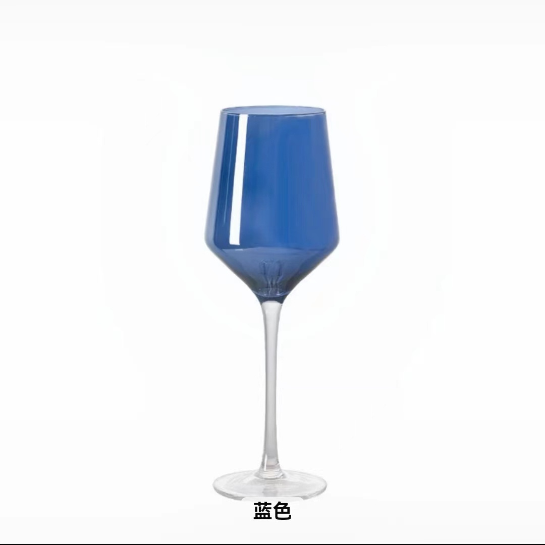 yunzhifan Stained glass wine glasses  Pink glass wine glass  Blue goblet