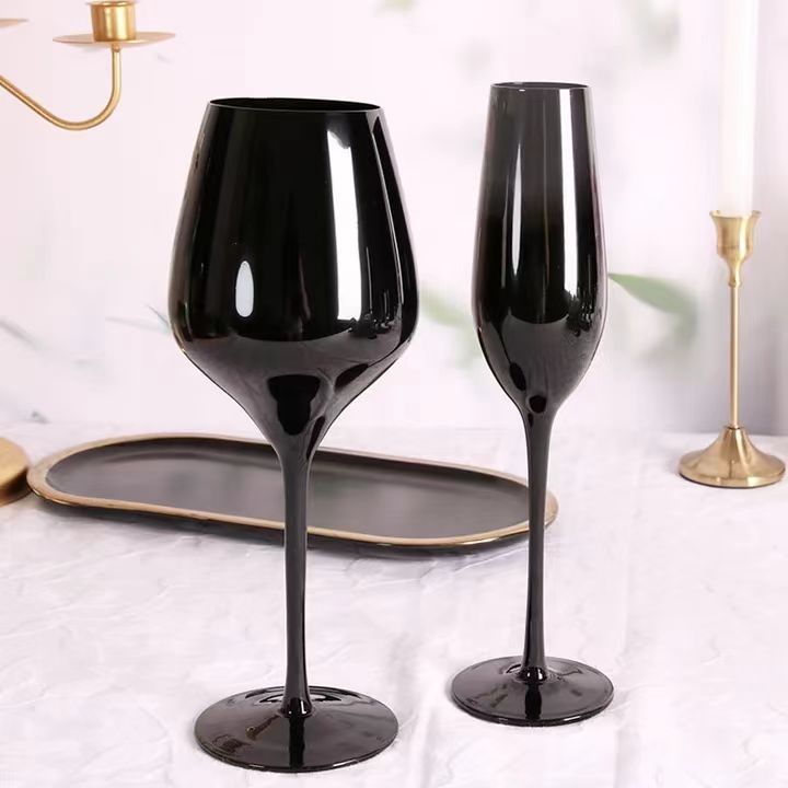 black wine goblet high stem red wine glass champagne flutes for wedding party Flutes Cups For Party Wedding