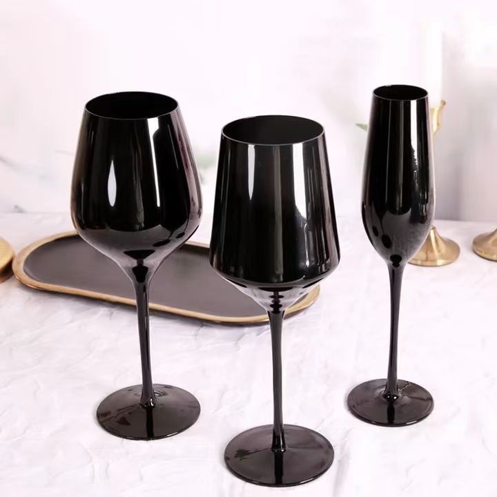 black wine goblet high stem red wine glass champagne flutes for wedding party Flutes Cups For Party Wedding