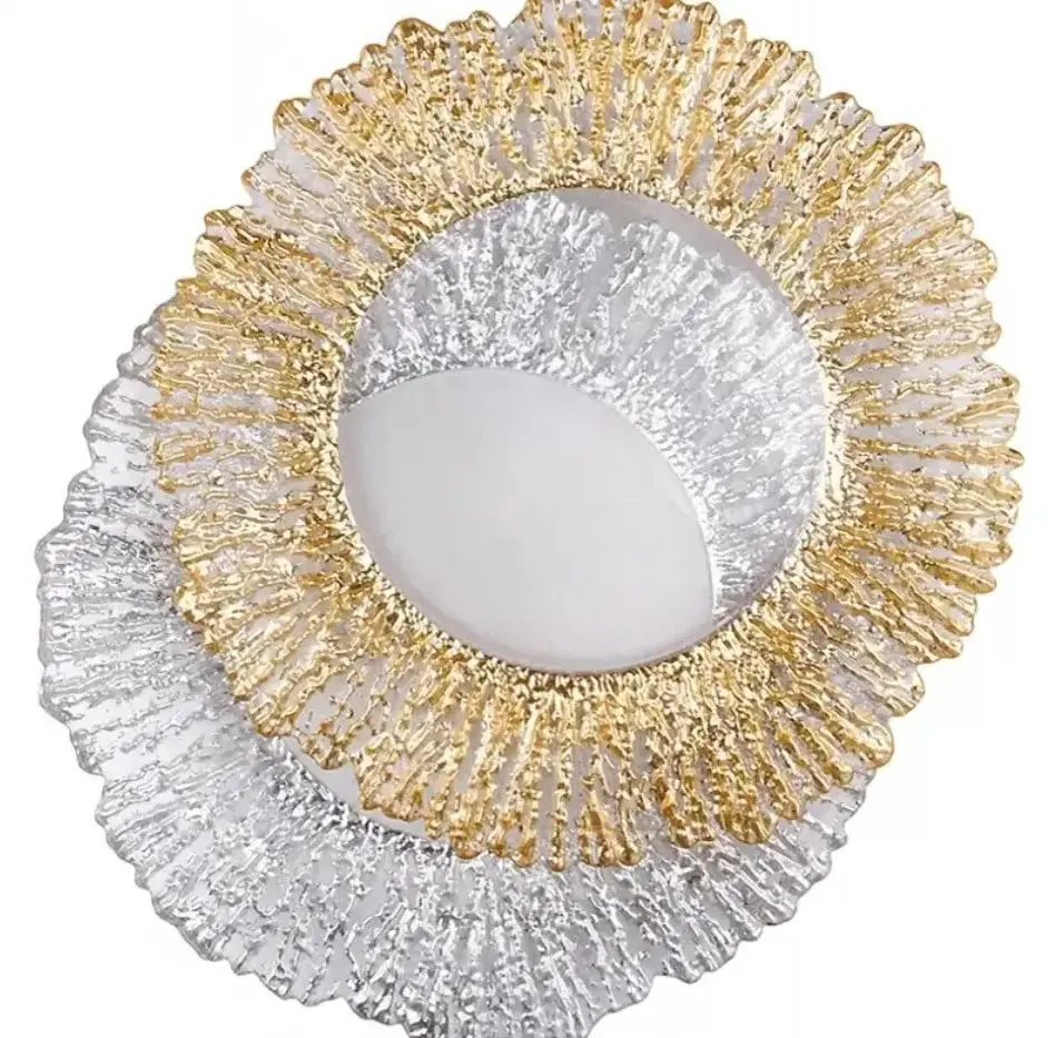 Transparent Golden Sliver Supplier Clear Charger Plates 13Inch Wedding Hotel Banquet Decoration Gold Glass Charger Plate