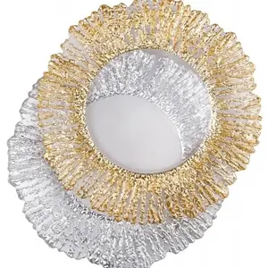 Transparent Golden Sliver Supplier Clear Charger Plates 13Inch Wedding Hotel Banquet Decoration Gold Glass Charger Plate