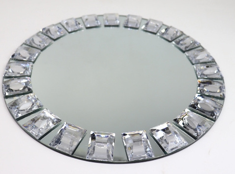 Exquisite hotel wedding dining glass plate silver diamond edge mirror plate daily club decoration western dinner plate ornaments