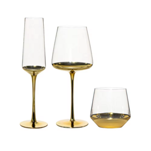 2024 Top Selling Luxury Drinking Glassware crystal Gold Champagne white Wine Glass Goblet wine glasses Set for wedding