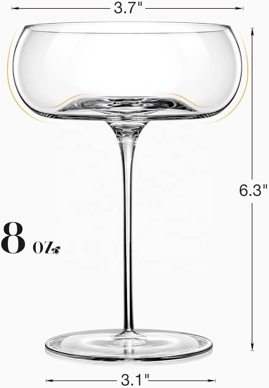 China Manufacturers Wholesale 8OZ Wedding Glass Martini Cocktail Glass Champagne Juicy Glass For Bar & Restaurant