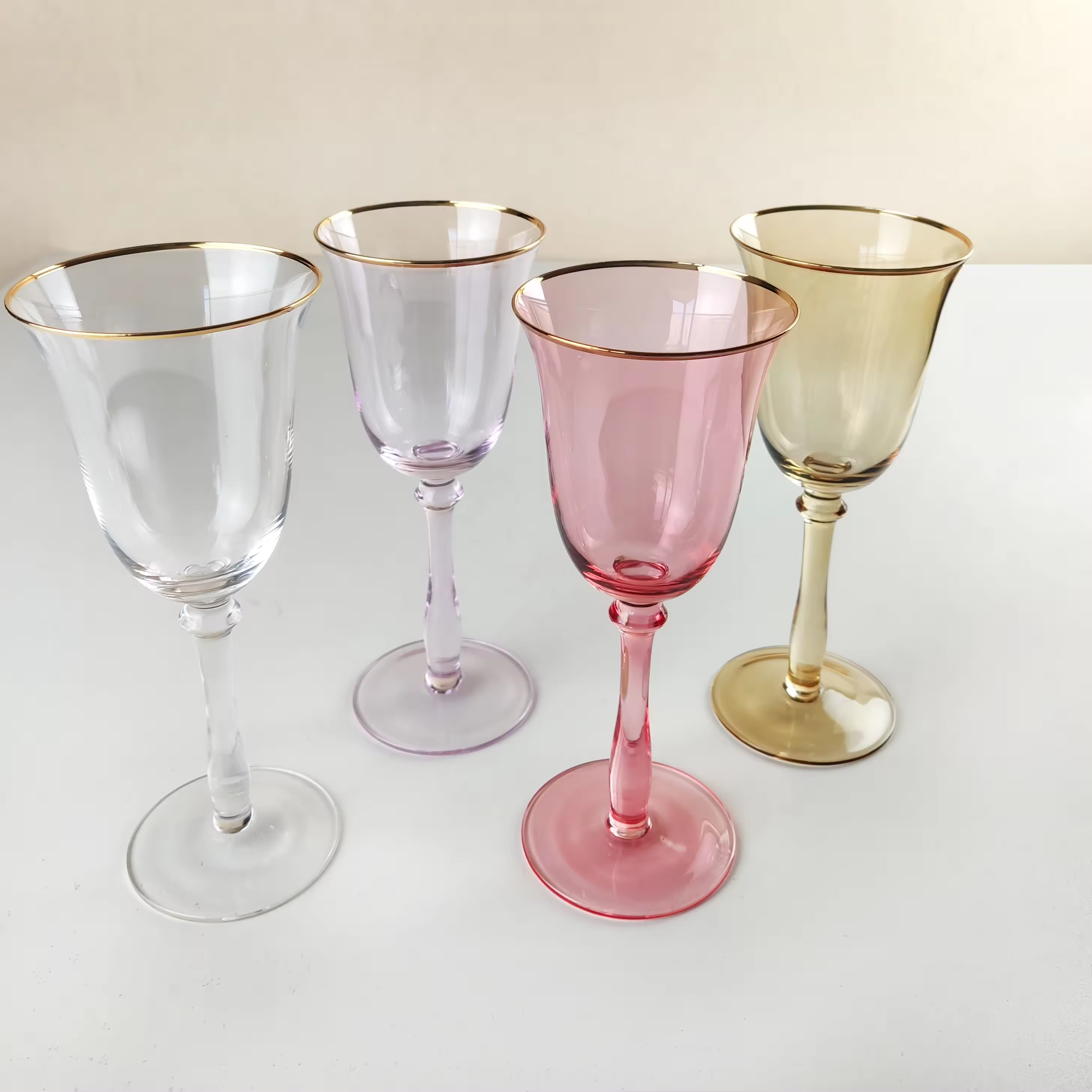 Factory Wholesale Price Eco-friendly non lead crystal glass material Colored Glassware Wine Glasses Set for wedding events