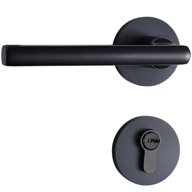 High quality interior room door self locking black door handle split lock