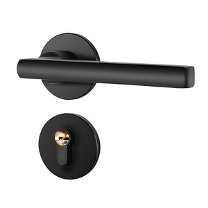 High quality interior room door self locking black door handle split lock