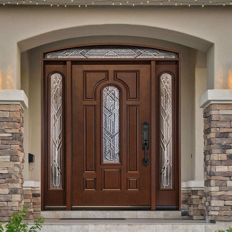 Dome security wrought iron door Modern design pure hand forged Villa courtyard black door