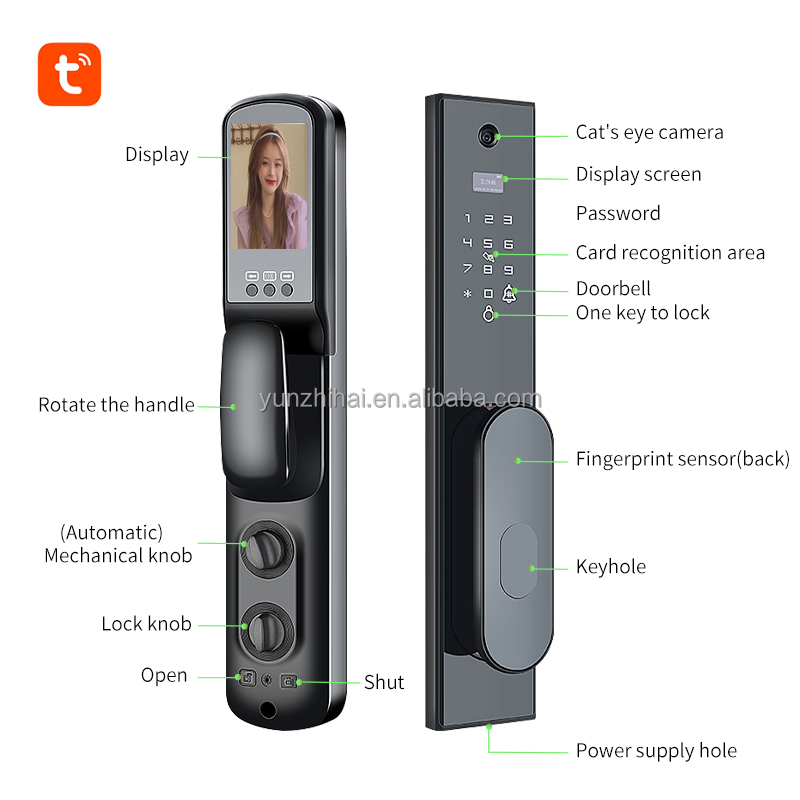 Home security tuya app digital smart lock with camera for front door