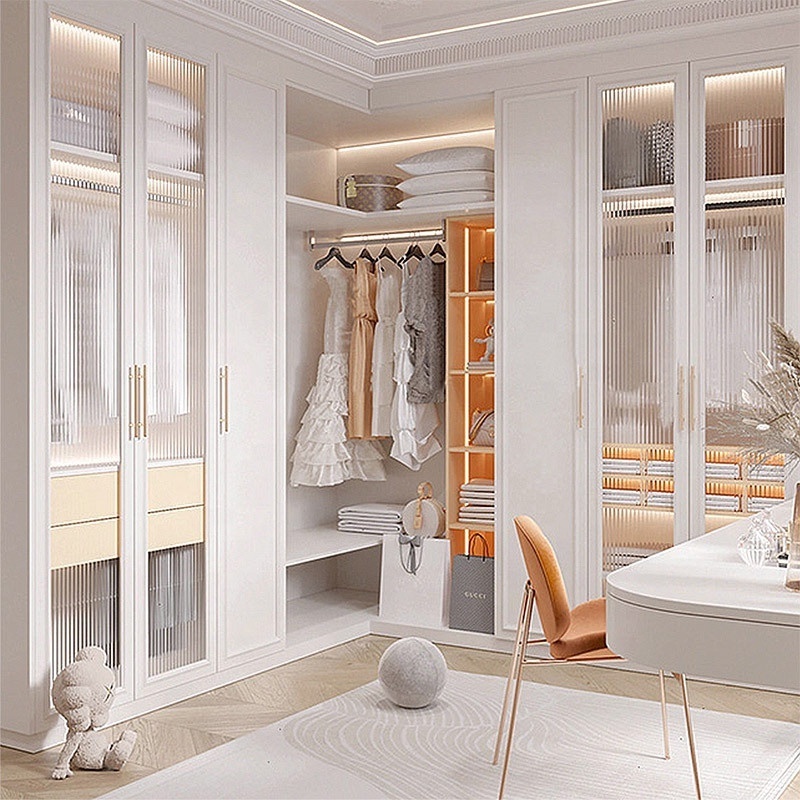 European Style White Closet Bedroom Furniture Set Wardrobe Designs With Dressing Table