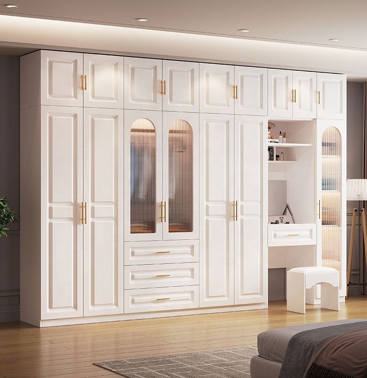 2023 Popular modern Italian luxury bedroom wardrobe cabinet combination design