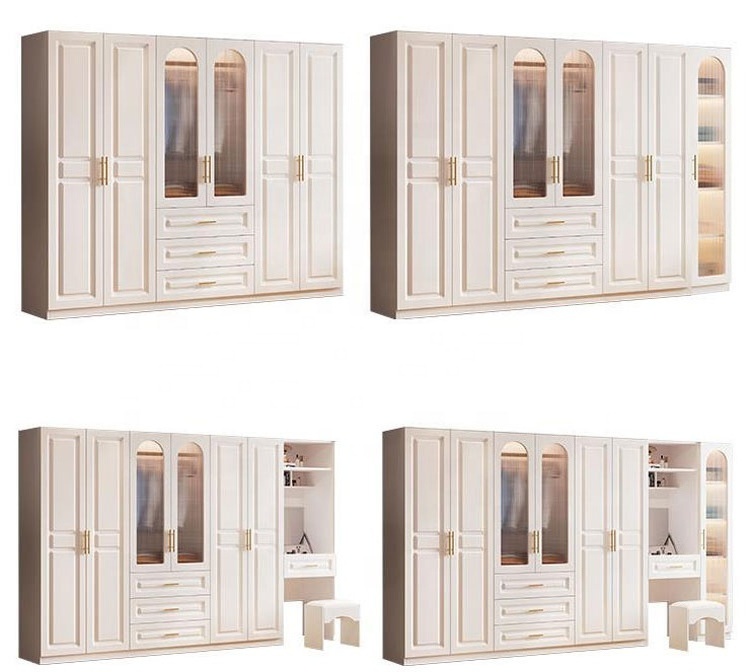 2023 Popular modern Italian luxury bedroom wardrobe cabinet combination design