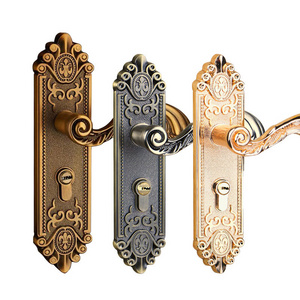 Zinc alloy material European gold anti-theft room door lock indoor bedroom solid wood door lock handle set