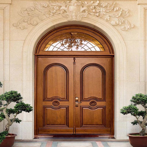 Exterior front entry carving teak solid wood doors customized French style entrance double carved wooden door design