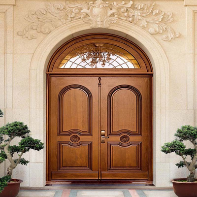 Exterior front entry carving teak solid wood doors customized French style entrance double carved wooden door design