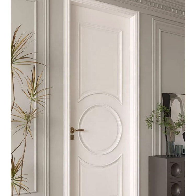 Hot white solid wooden door design modern bedroom soundproof wooden door custom