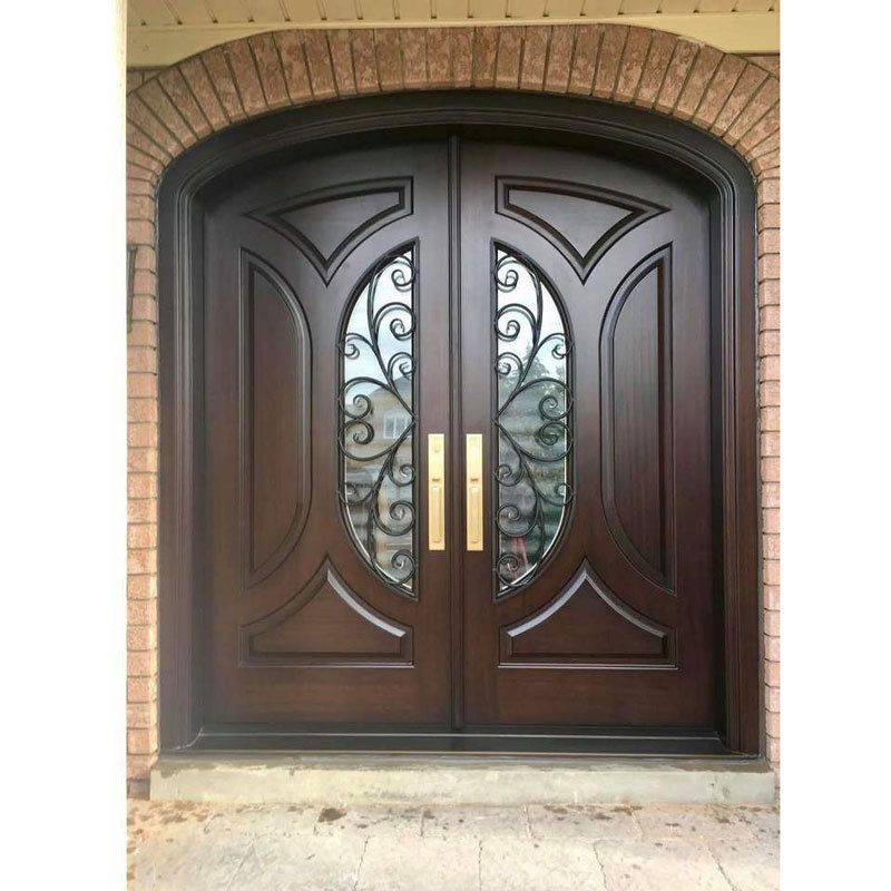 Dome security wrought iron door Modern design pure hand forged Villa courtyard black door