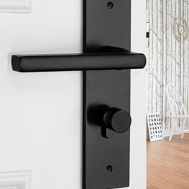 Interior door lock for wooden room door black interior door  lock with handle