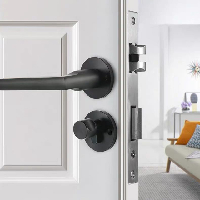 Interior door lock for wooden room door black interior door  lock with handle