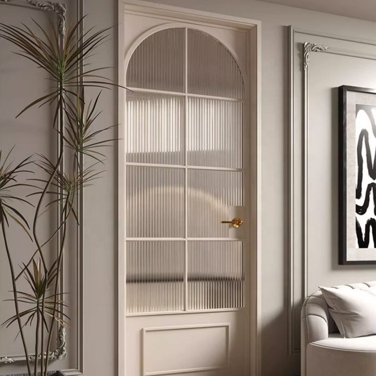 Design modern interior bedroom wooden door suitable for home bathroom or study interior glass door