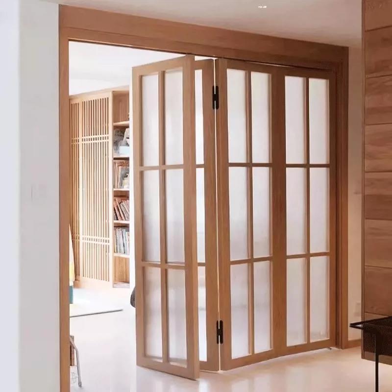 Solid wood composite paint sliding cabinet folding door invisible room household kitchen closet bathroom flat folding door