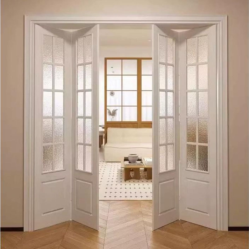 Solid wood composite paint sliding cabinet folding door invisible room household kitchen closet bathroom flat folding door