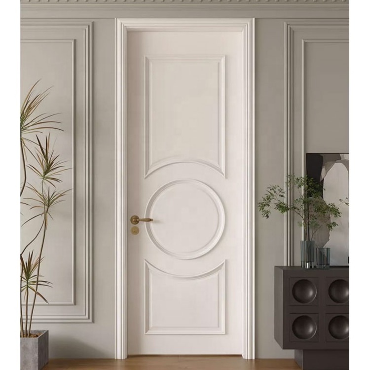 Hot white solid wooden door design modern bedroom soundproof wooden door custom