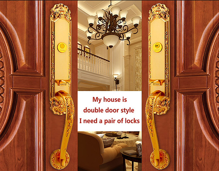 High quality wood door lock long handle Main double door lock with a dummy handle