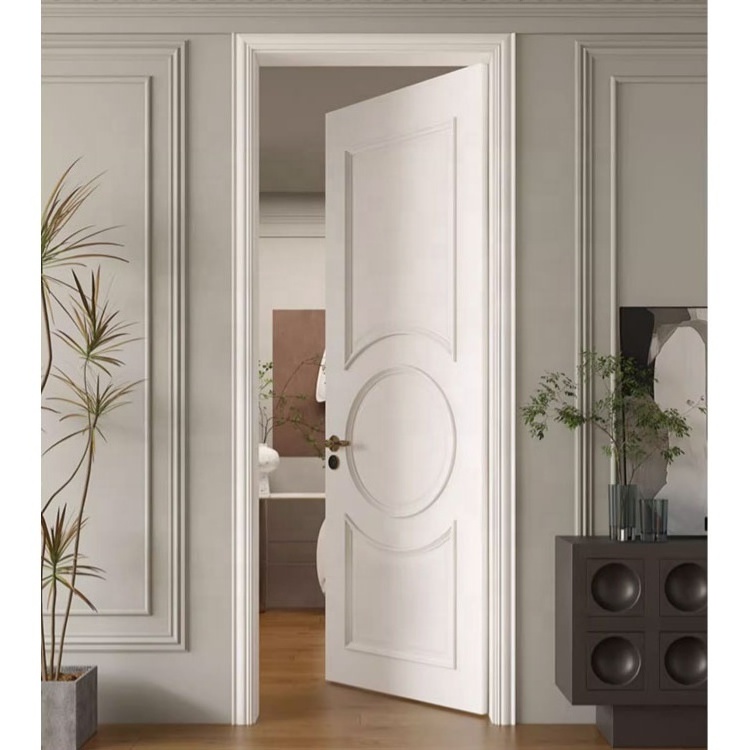 Hot white solid wooden door design modern bedroom soundproof wooden door custom