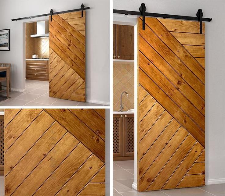 Heavy duty rolling solid wood double opening barn door hardware kit external smart sliding winery barn door