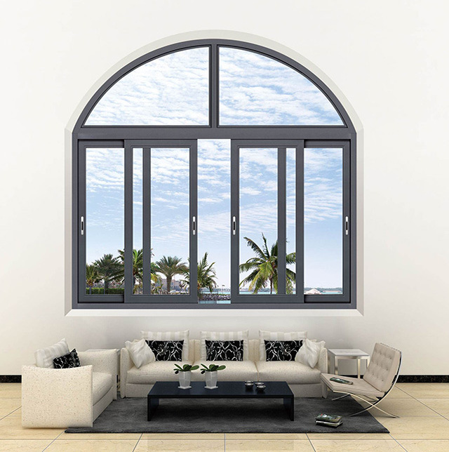 Hight quality villa arch aluminum alloy frame tempered large glass window design